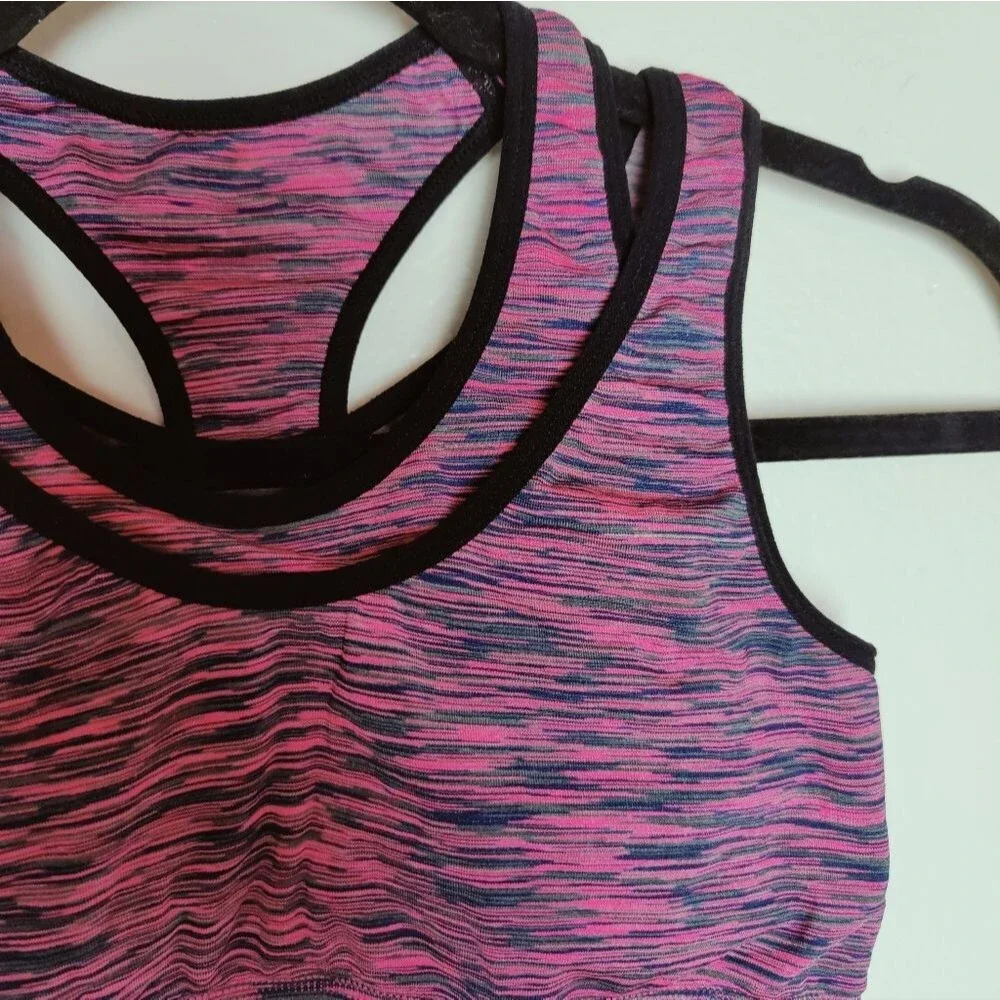 Women's Pink Seamless Double Intertwined Sports Bra, Size S
